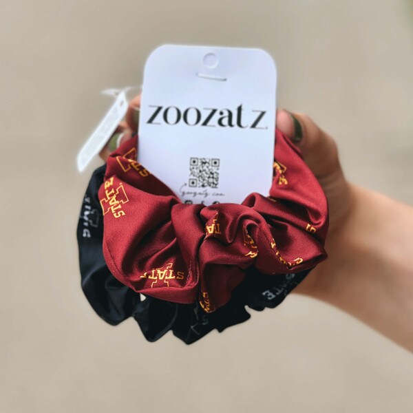 ZooZatz Cardinal and Black I-State Luxe Scrunchie 2-Pack